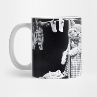 Vintage Black and White Kitty Laundry Photo Mug